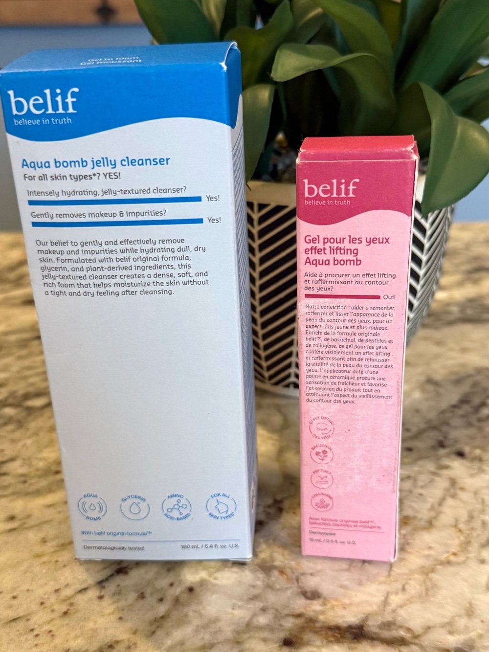 belif Aqua Bomb Skincare Duo Jelly Cleanser + Lifting Eye Gel Full Size NEW